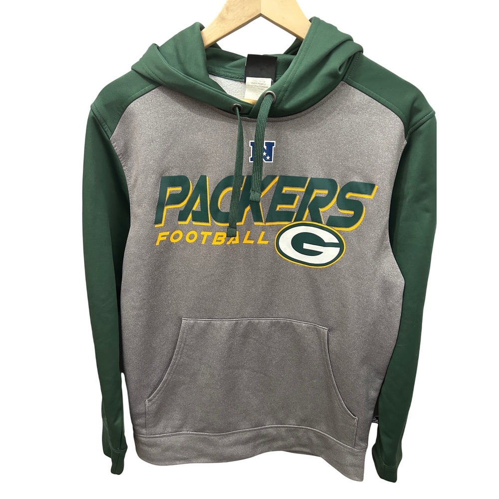 NFL Team Apparel Green Bay Packers Men's Small Hoodie Colorblock Gray Green